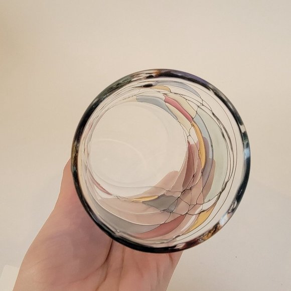 PartyLite Retired Mosaic Calypso Cylinder Hurricane Shade-Stained Glass - Picture 7 of 8